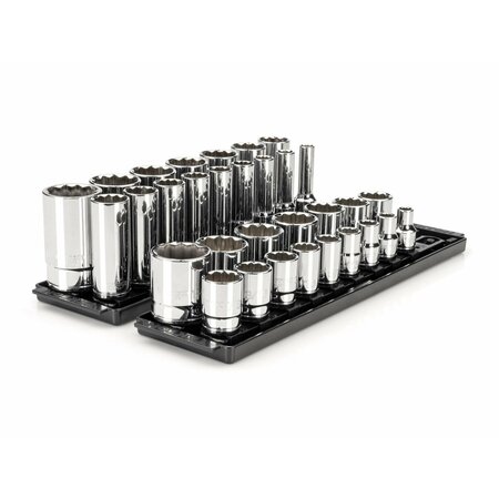 TEKTON 1/2 Inch Drive 12-Point Socket Set with Rails, 32-Piece (3/8-1-5/16 in.) SHD92206